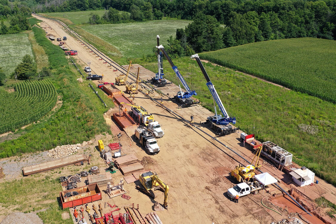 Image of an HDD Pipeline Project being built out to showcase UPI's featured HDD pipeline.